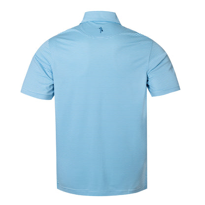 Blue striped polo shirt on a white background