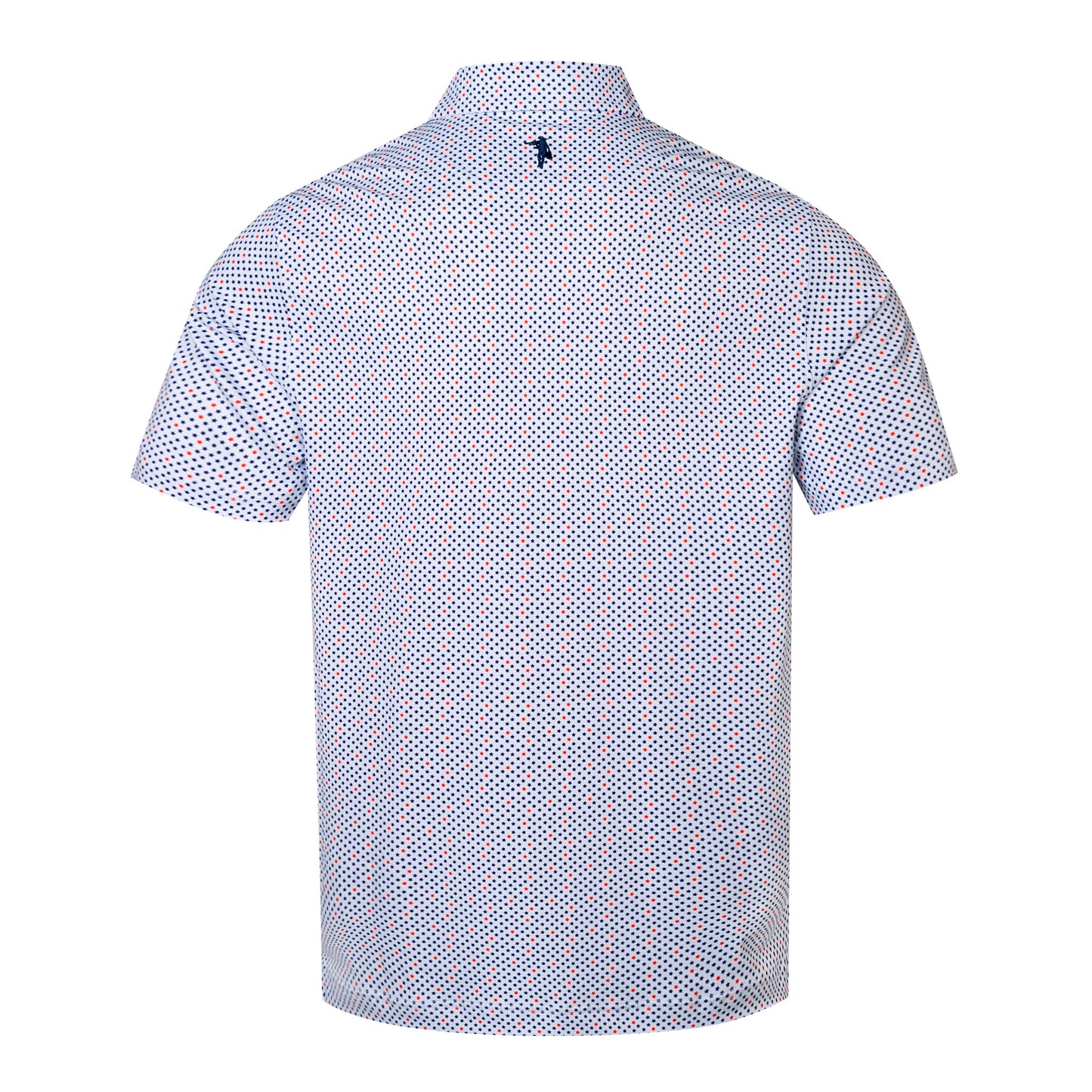Short-sleeve shirt with a subtle pattern on a white background
