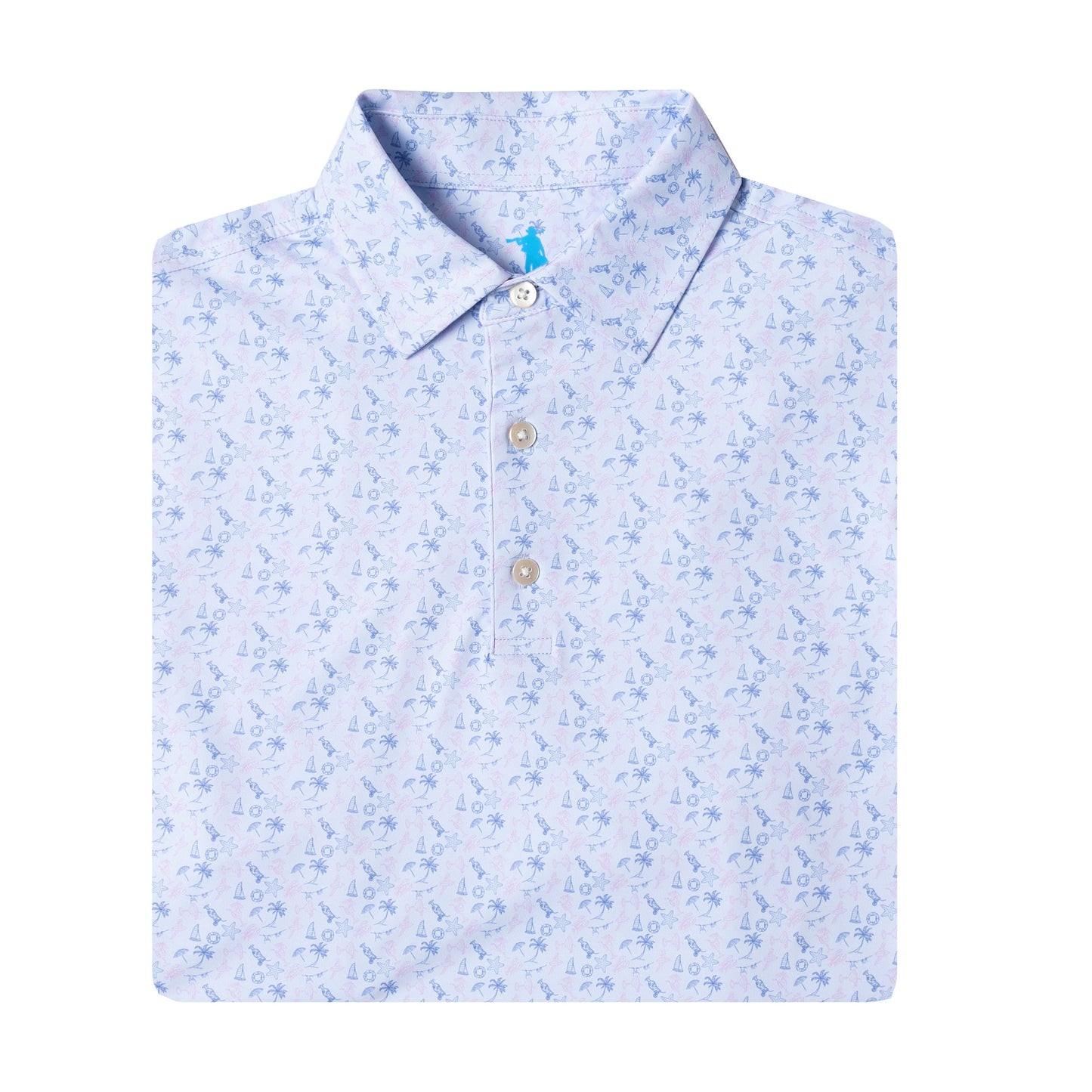 Light blue floral patterned shirt on a white background
