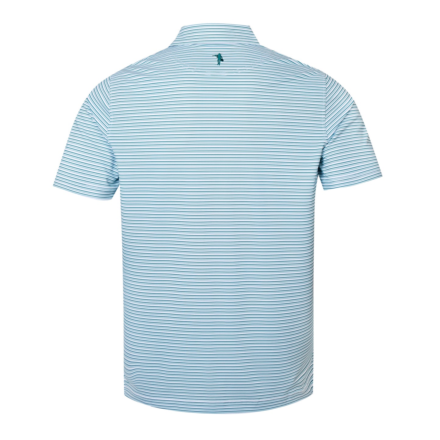 Light blue striped polo shirt on a white background
