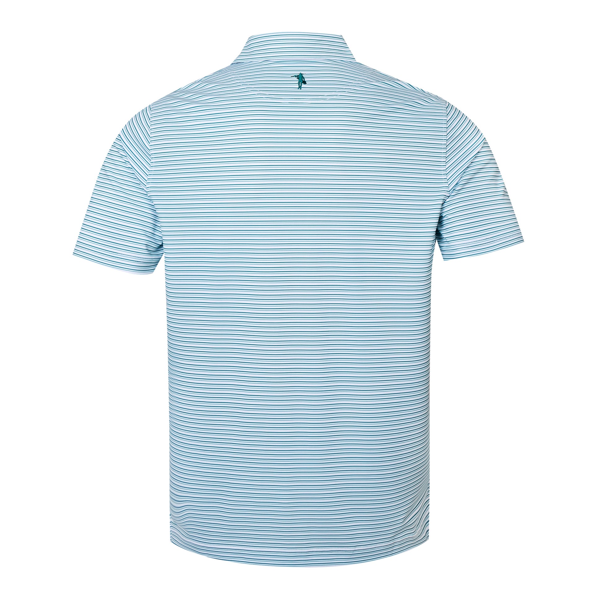 Light blue striped polo shirt on a white background