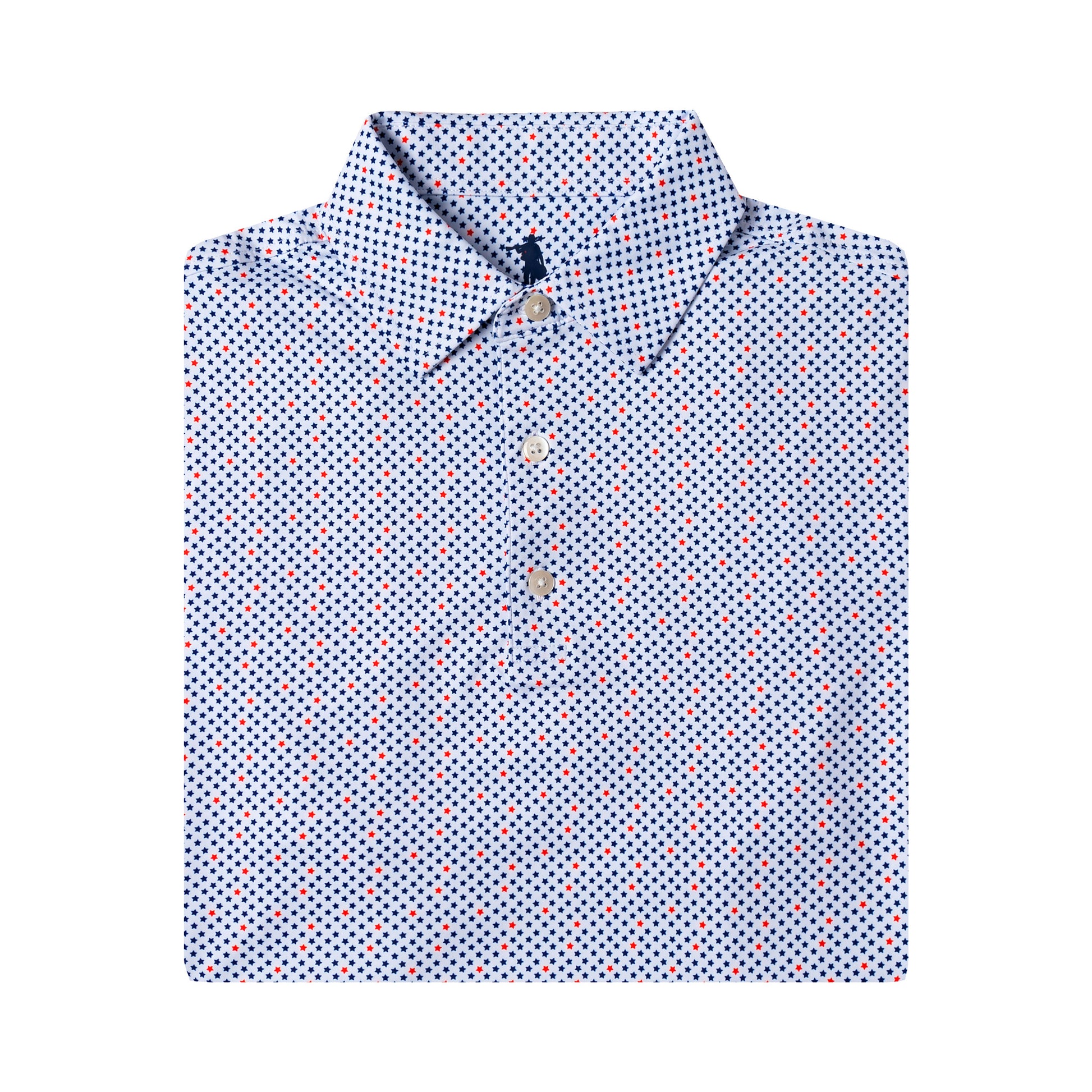Folded shirt with a small pattern on a white background