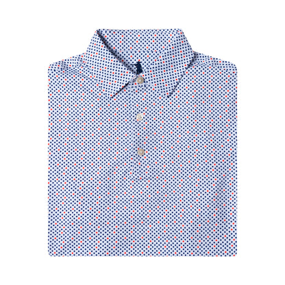 Folded shirt with a small pattern on a white background