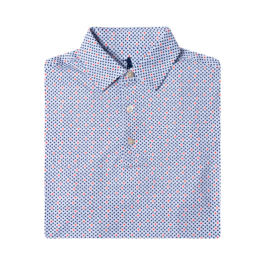 Folded shirt with a small pattern on a white background