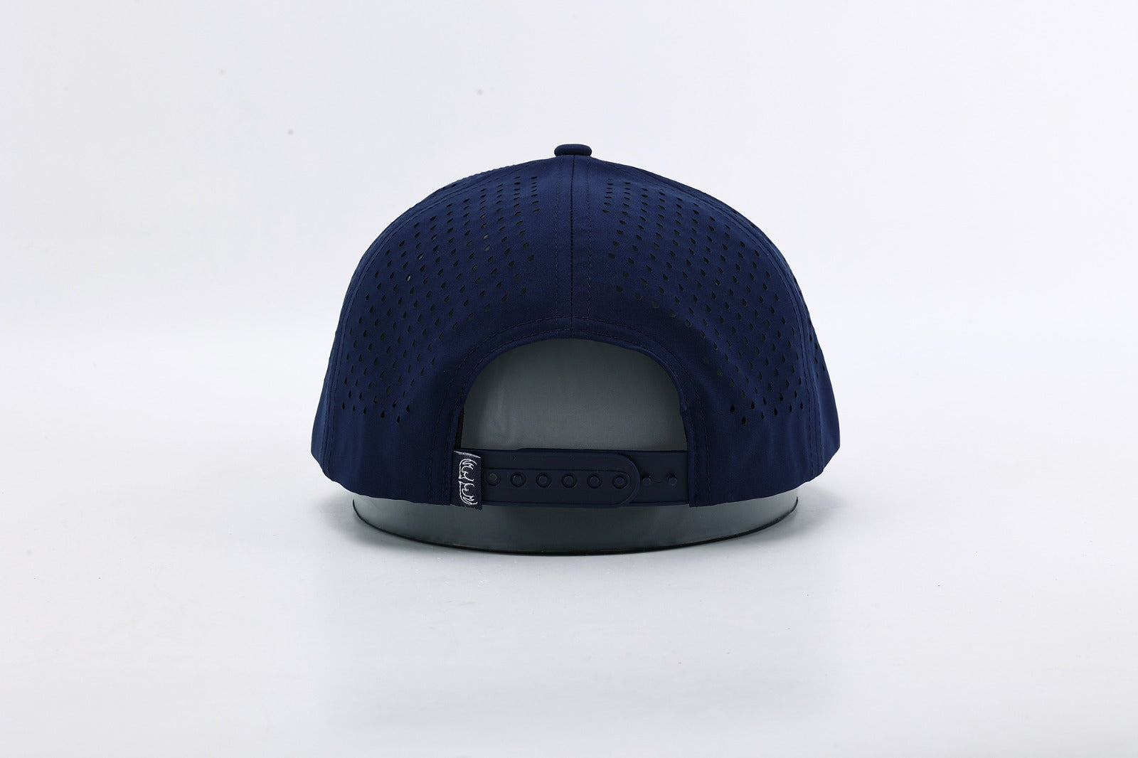 Navy blue cap with a brand logo on the back against a white background
